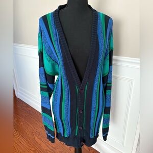 Vintage English Sportshop Bermuda Knit Blue/ Green Sweater size Large